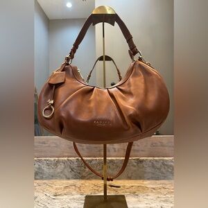 RADLEY LONDON Chestnut Brown Leather Hobo Purse with Gold Hardware - Forest Way